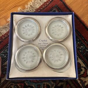 Vintage Crystal and Silver plate coasters- Eales 1779